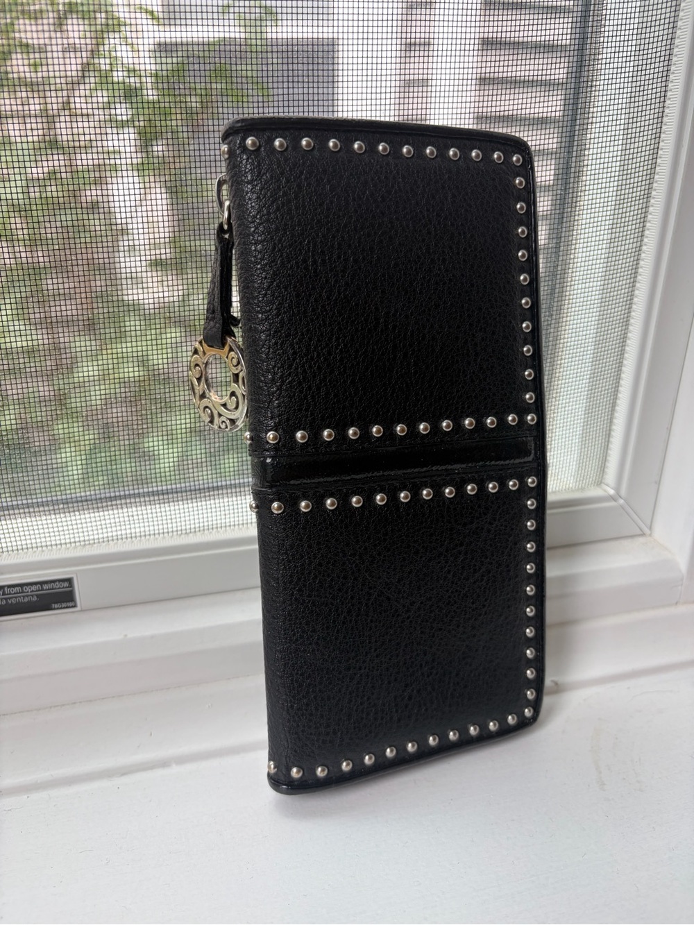 BRIGHTON Pretty Tough Collection WALLET leather, studded organizer wallet black